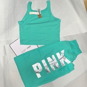(L) 2pcs Victoria’s  Secret PINK Crop Top and Lounge Jogger